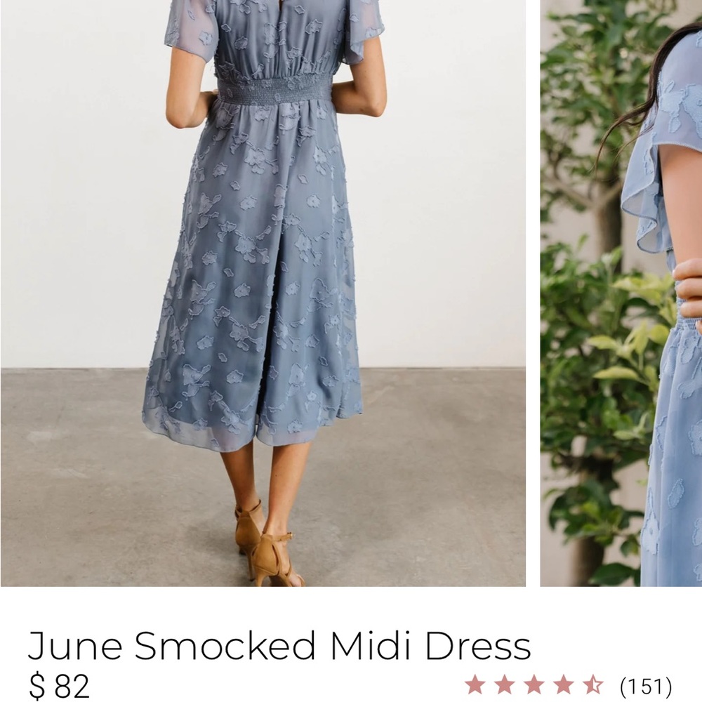 Baltic Born June Blue Smocked Midi Dress